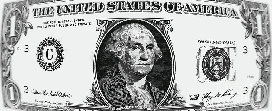 George Washington American One Dollar Bill Paper Currency Note Artwork Barreled Digital Art By Shawn O Brien