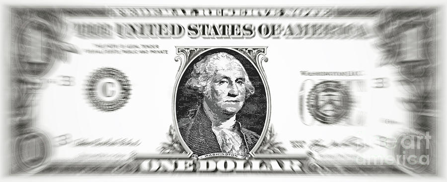 George Washington American One Dollar Bill Paper Currency Note Artwork Motion Blur Digital Art by Shawn OBrien