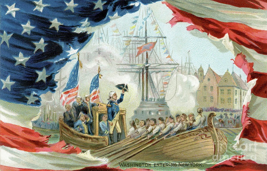 George Washington Drawing - George Washington Entering New York by American School