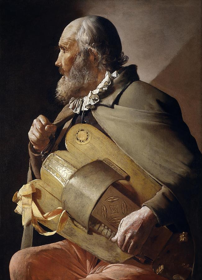 Georges de La Tour / Blind Hurdy-Gurdy Player, 1610-1630, French School. Painting by Georges de La Tour -1593-1652-
