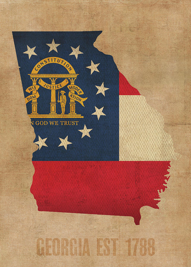 State Flag Map Founded Date Mixed Media by Design Turnpike