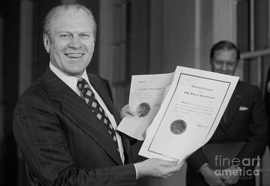Gerald Ford Displays Vp Commission Photograph by Bettmann