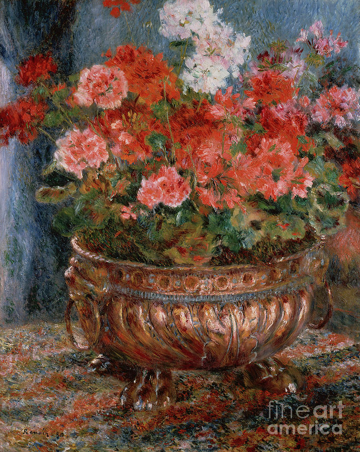 Geraniums In A Copper Basin, 1880 By Renoir Painting by Pierre Auguste Renoir