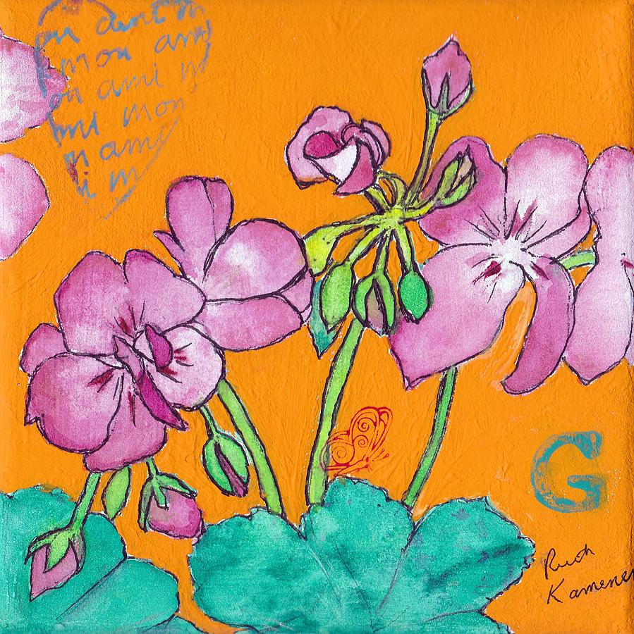 Geraniums Painting by Ruth Kamenev