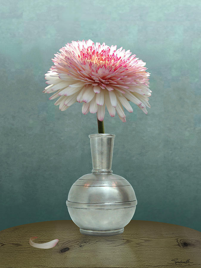 Gerbera Daisy in Pewter Vase Digital Art by M Spadecaller