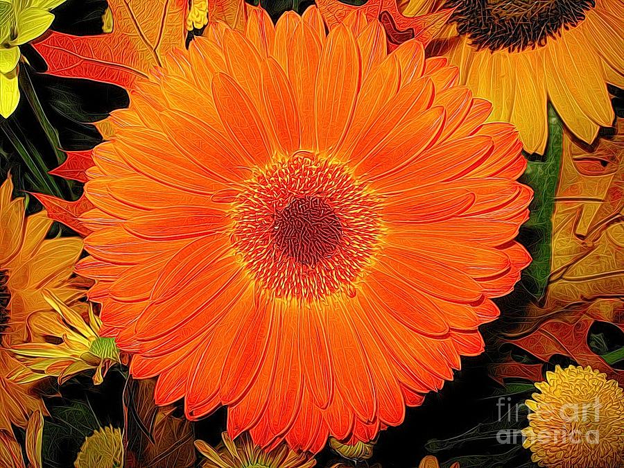 Gerbera Daisy with an Abstract Melting Effect Photograph by Rose Santuci-Sofranko