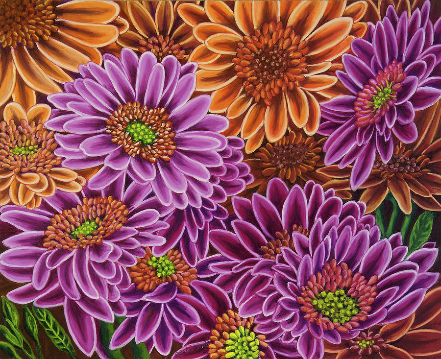 Pattern Painting - Gerbera Mostly Magenta by Andrea Strongwater