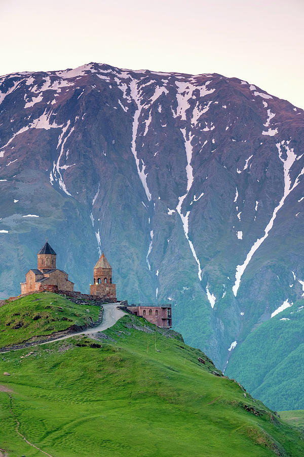 Gergeti Trinity Church At Sunrise, Stepantsminda, Mtskheta-mtianeti ...