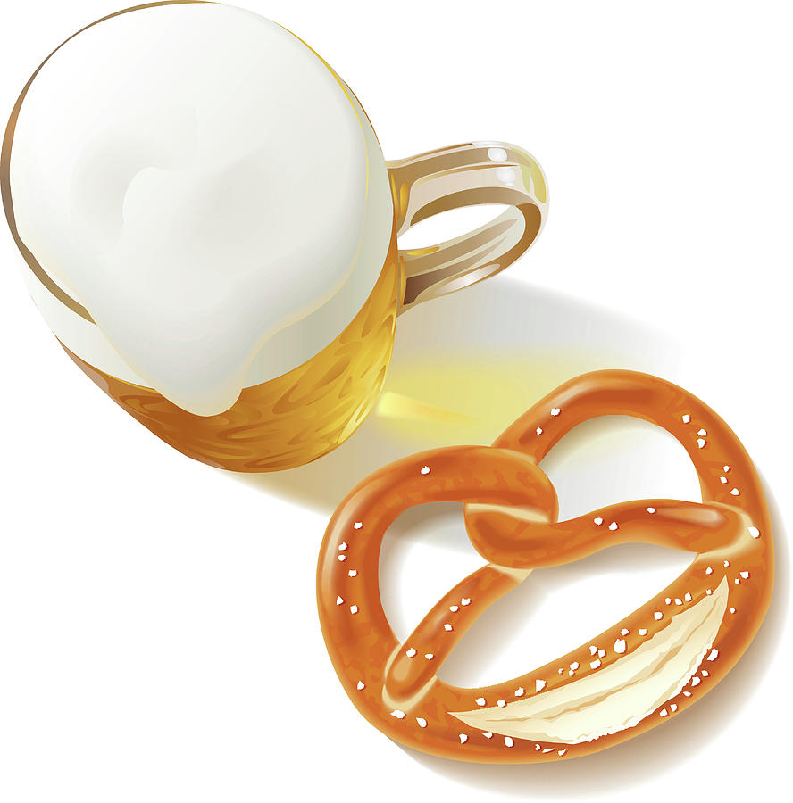 German Beer Glass And  Pretzel Photograph by Alexvandehoef