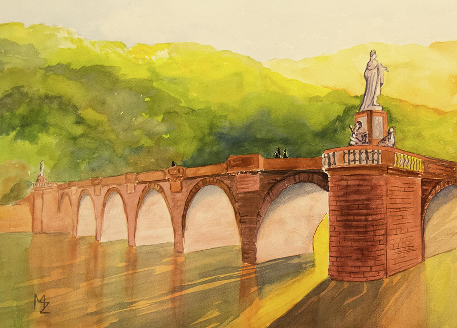 German Bridge Painting by Margaret Zabor