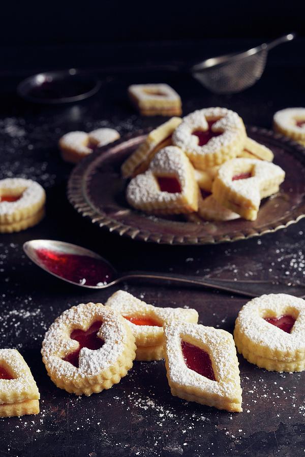 German Cookies butter Biscuits Filled With Jam Photograph by Ulrike Emmert
