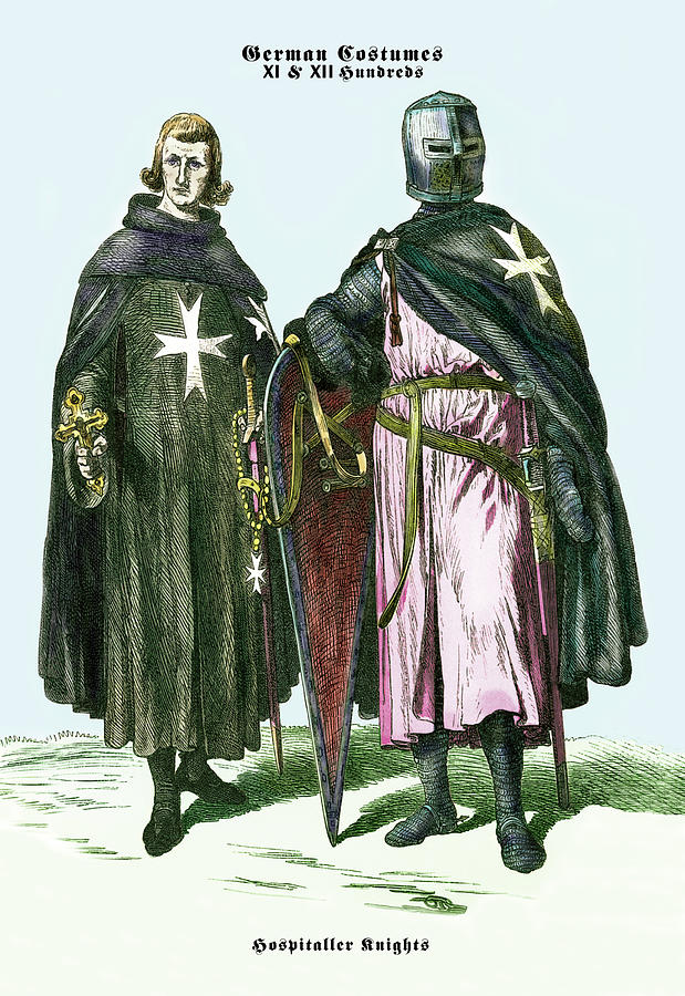 German Costumes: Hospitaller Knights Painting by Elvey