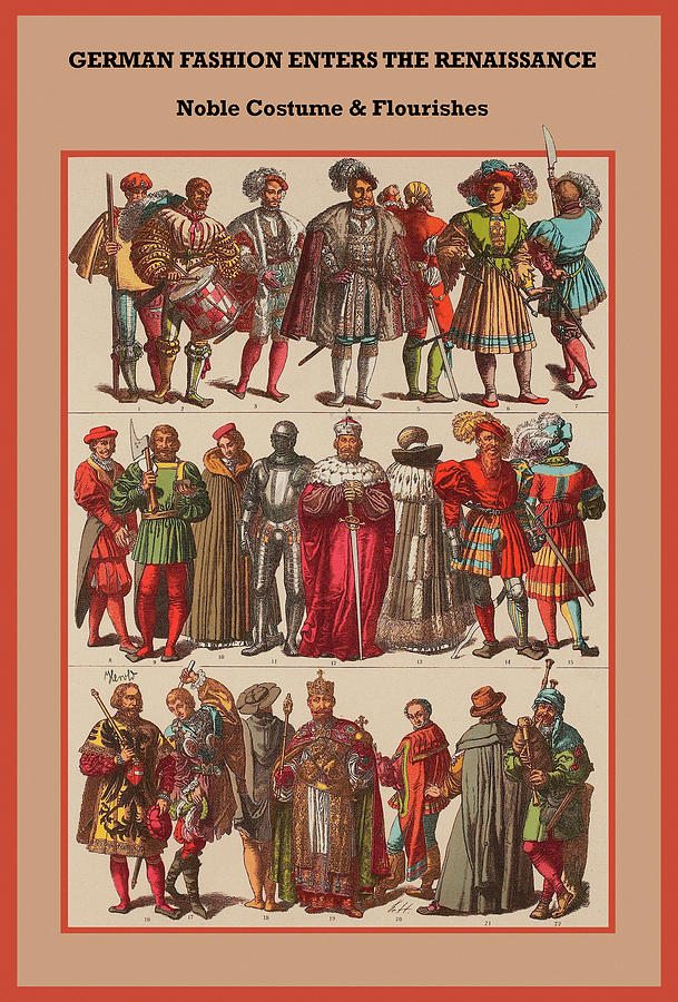 German Fashion -Renaissance noble costume Painting by Friedrich  Hottenroth