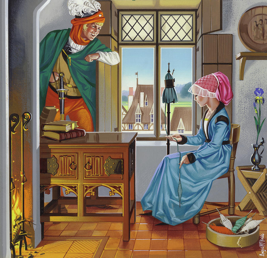 Book Painting - German Home Of The Late 15th Century by Angus Mcbride