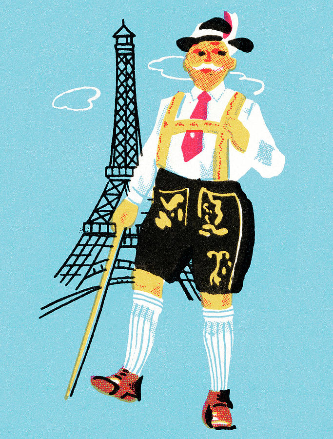 Eiffel Tower Drawing - German man in front of Eiffel Tower by CSA Images