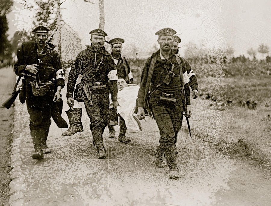 German Marines Carrying Wounded Painting by - Fine Art America