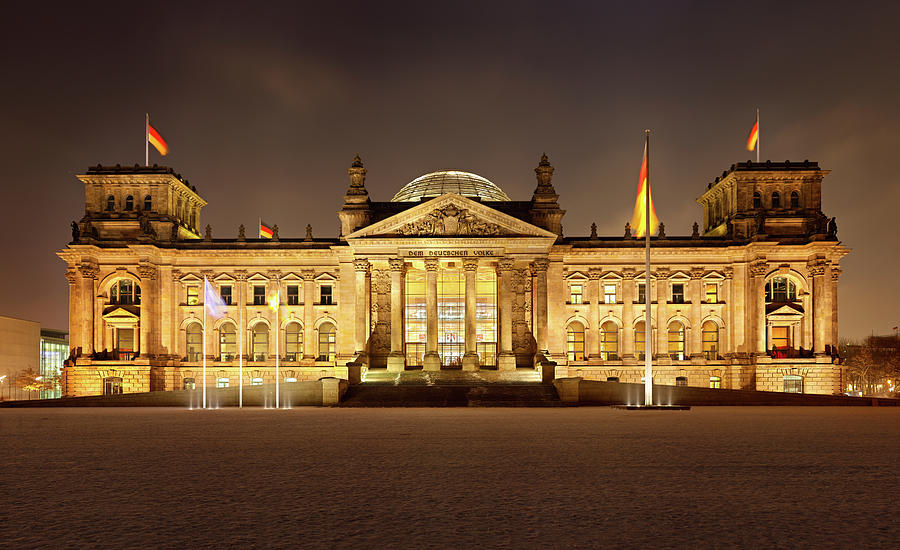 German Reichstag In Berlin At Night Photograph by Michaelutech