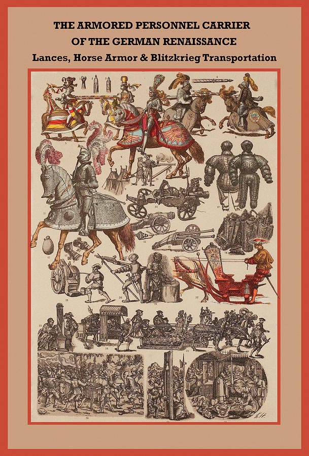 German renaissance lances, horse armor & blitzkrieg transportation Painting by Friedrich  Hottenroth