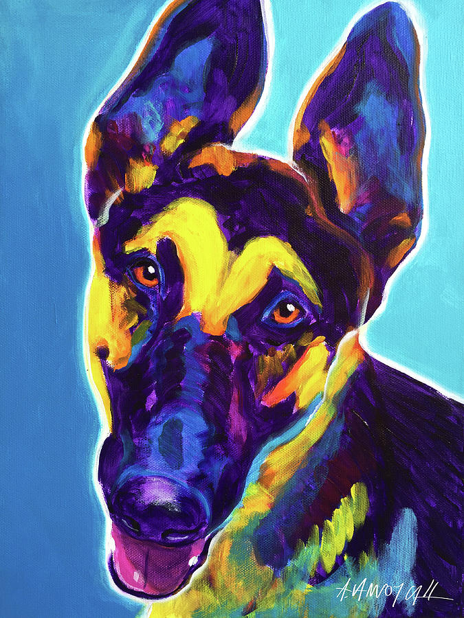 Dog Painting - German Shepherd - Ajax by Dawgart