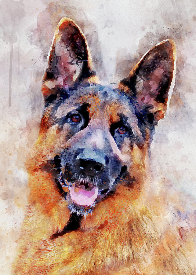 Watercolor best sale german shepherd