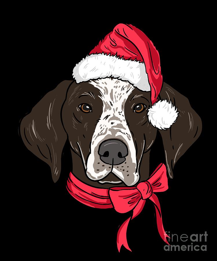 German Shorthair Xmas Hat Dog Lover Christmas Digital Art By