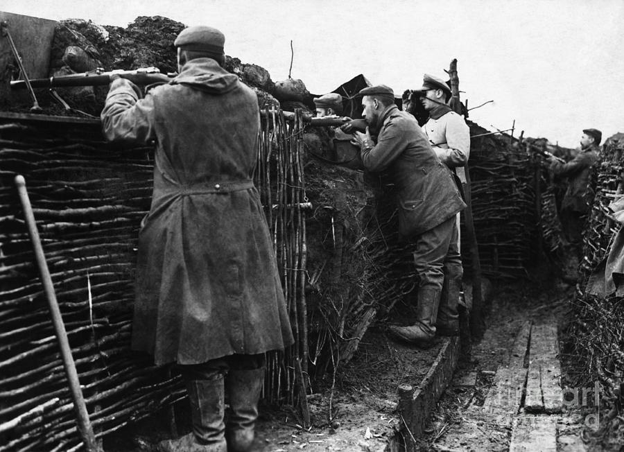 German Soldiers In Trench by Bettmann