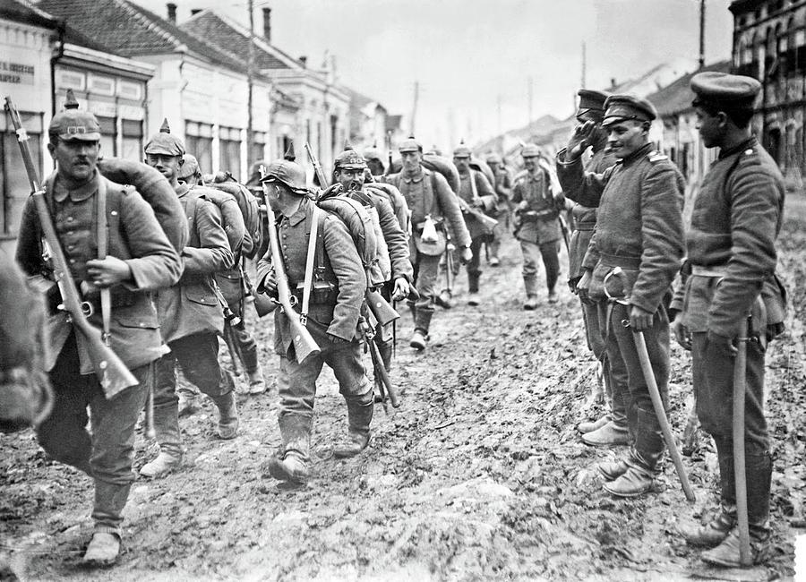 German Soldiers Marching Through The Serbian Town Of Paracin During World War I Celestial Images 