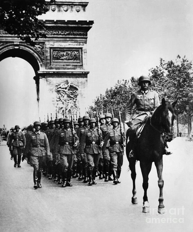 German Troops Parade Down Champs-elysees Photograph by Bettmann