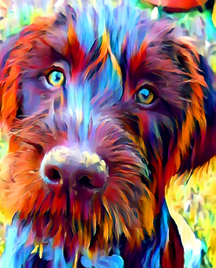 Nature Painting - German Wirehaired Pointer by Chris Butler