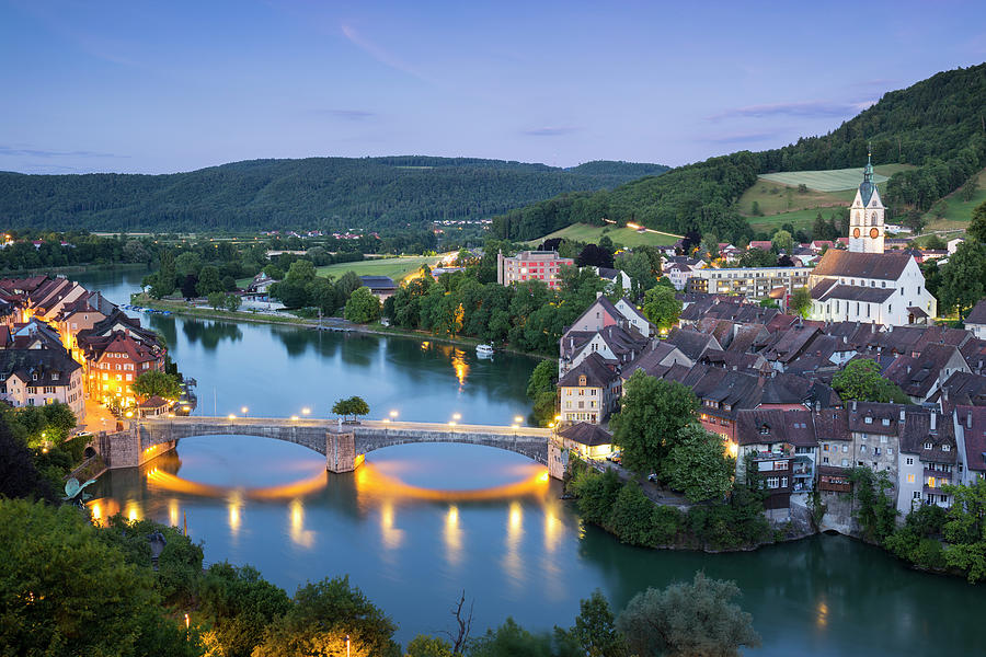 Germany, Baden-wurttemberg, Black Forest, Rhine, Laufenburg And The Rhine River Digital Art by Thorsten Link