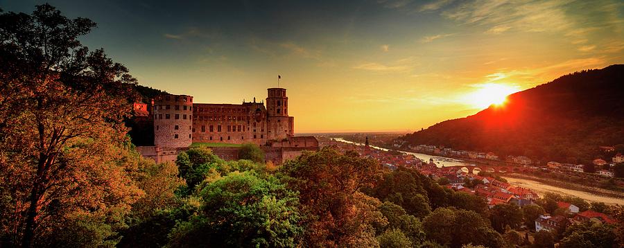 Germany, Baden-wurttemberg, Heidelberg, Sunset On Schloss Heidelberg Digital Art by Maurizio Rellini