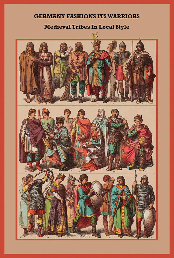 Germany Fashions its warriors Medieval tribes in local style Painting by Friedrich  Hottenroth