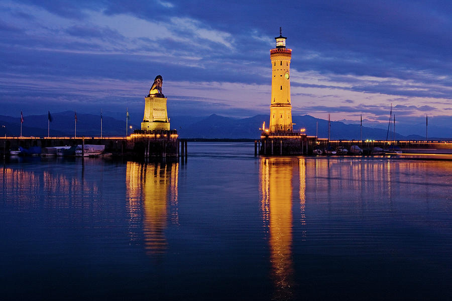 Germany, Harbor, Lake Constance Digital Art by Reinhard Schmid