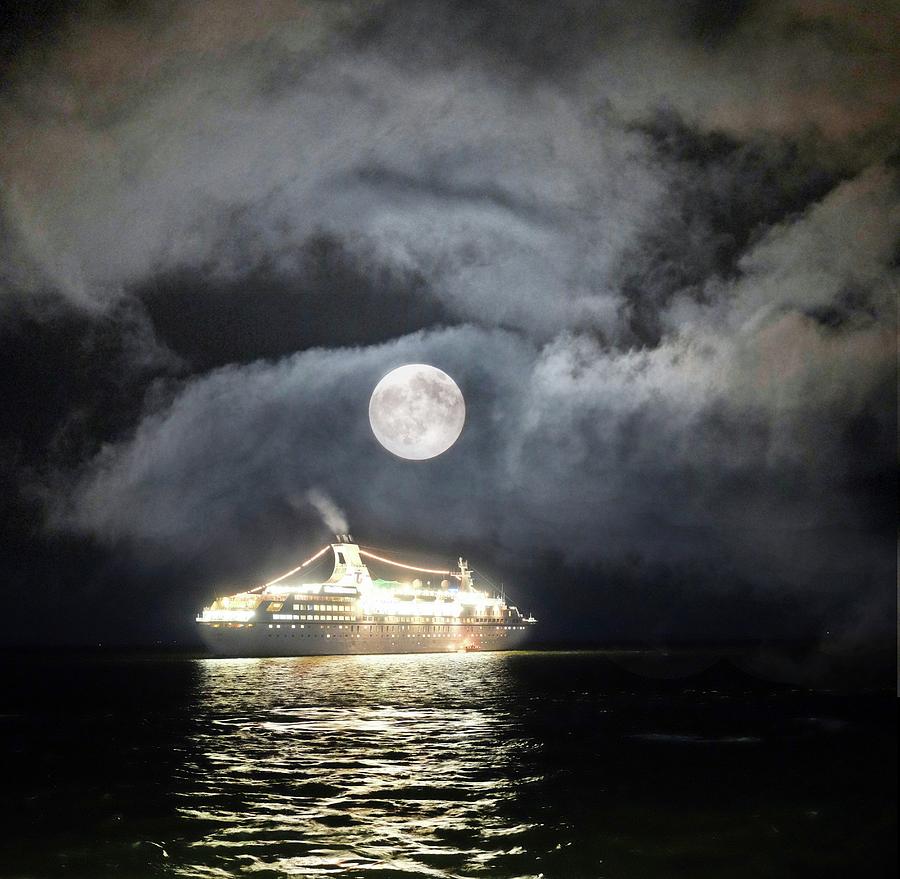 Germany, North Sea, Cruise Ship Digital Art by Uwe Niehuus