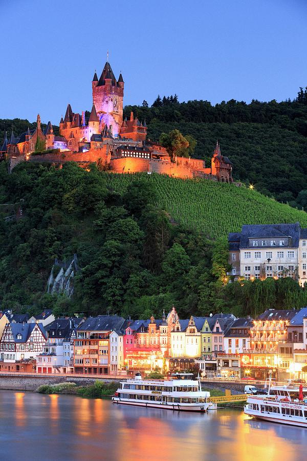 Germany, Rhineland-palatinate, Cochem, Village And Reichsburg Castle On The Mosel River Digital Art by Maurizio Rellini