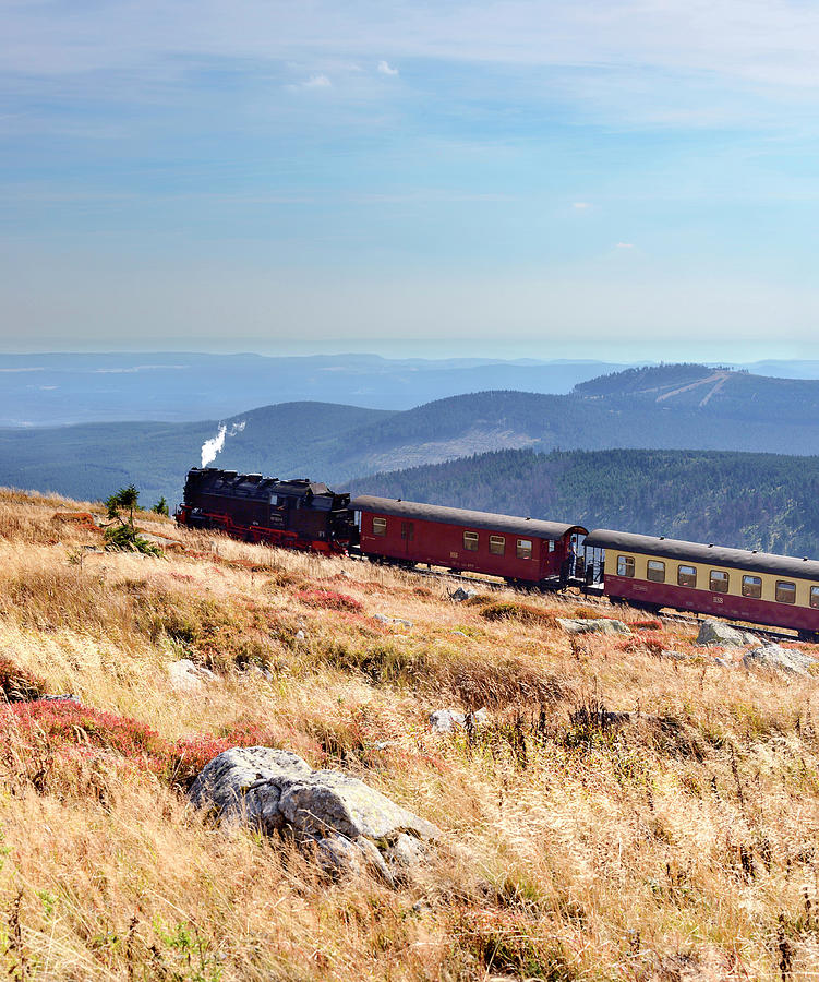 Germany, Saxony-anhalt, Harz, Brocken Railway On Its Way Up To Brocken Summit (1142m) In Harz National Park Digital Art by Francesco Carovillano