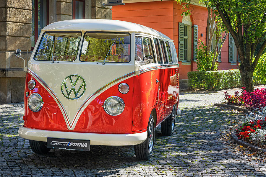 Germany, Saxony, Pirna, Vw T1, More Precisely Vw Type 2 T1, Also Called Bulli, A Small Transporter From Volkswagenwerk Gmbh At A Volkswagen Car Show Digital Art by Reinhard Schmid