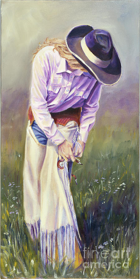 Cow Painting - Getn Cowgirled Up by Don Dane