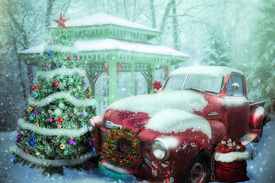 Getting Ready for Christmas on a MIsty Morning Digital Art by Debra and Dave Vanderlaan