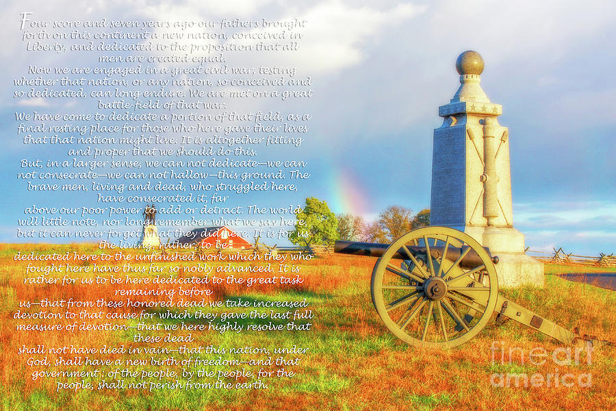 Gettysburg Address and Battlefield Rainbow Digital Art by Randy Steele