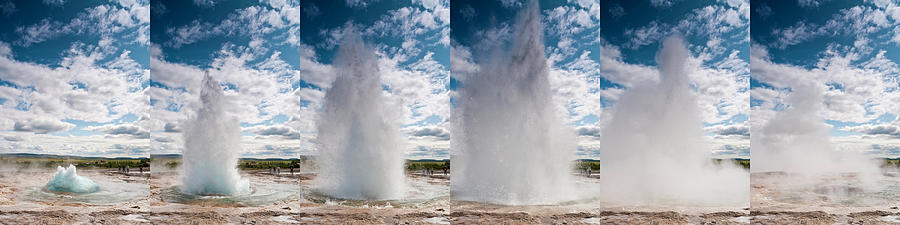 Geyser Eruption Sequence Iceland Photograph by Fotovoyager
