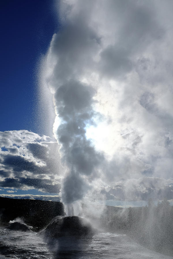 Yellowstone National Park Photograph - Geyser Sillouette by David Jenkinson