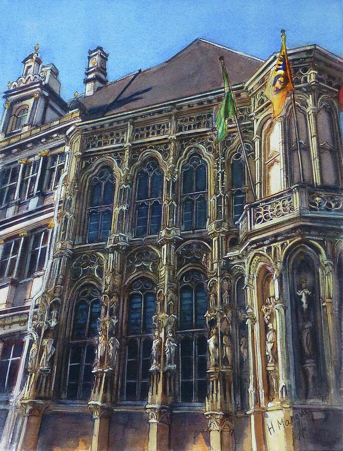 Ghent, Town Hall, Belgium Painting by Henrieta Maneva