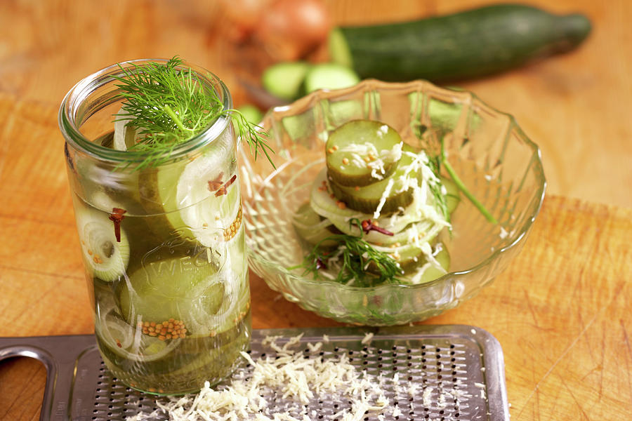 Gherkins With Grated Horseradish, Mustard, Cloves And Dill Photograph by Teubner Foodfoto