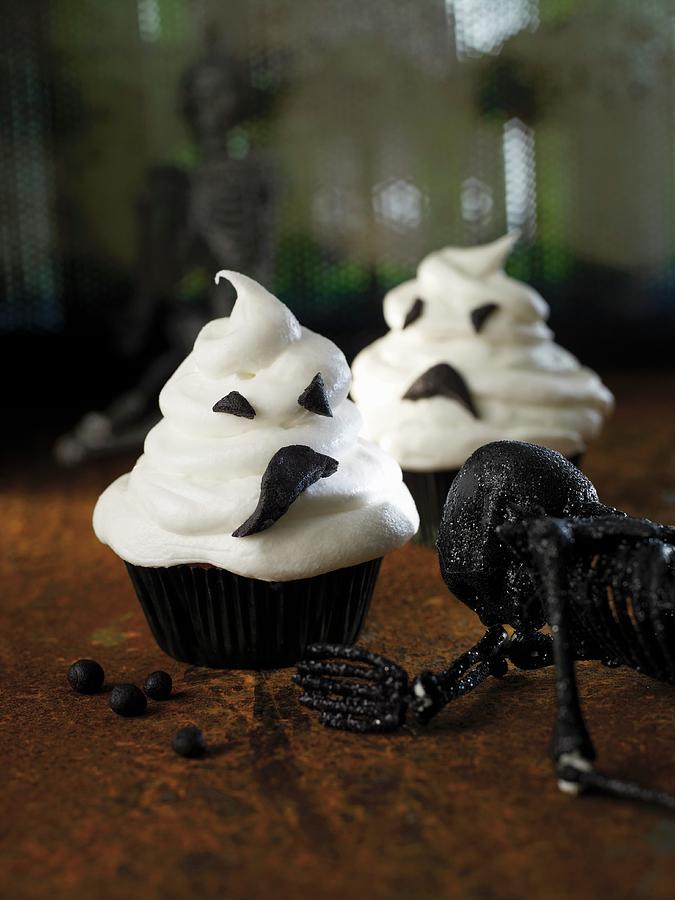 Ghost Cupcakes For Halloween Photograph by Caspar Carlott