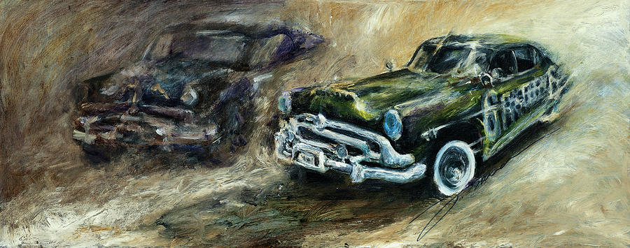 Vintage Painting - Ghost of the Hudson Hornet by Francine Stuart