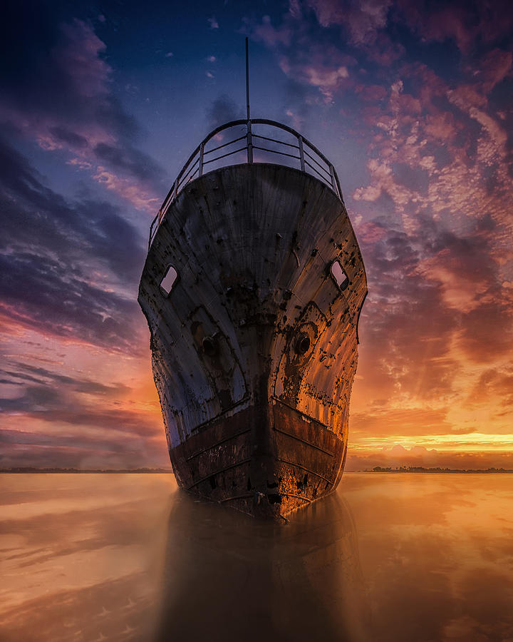 Sunset Photograph - Ghost Ship by Miwafajri