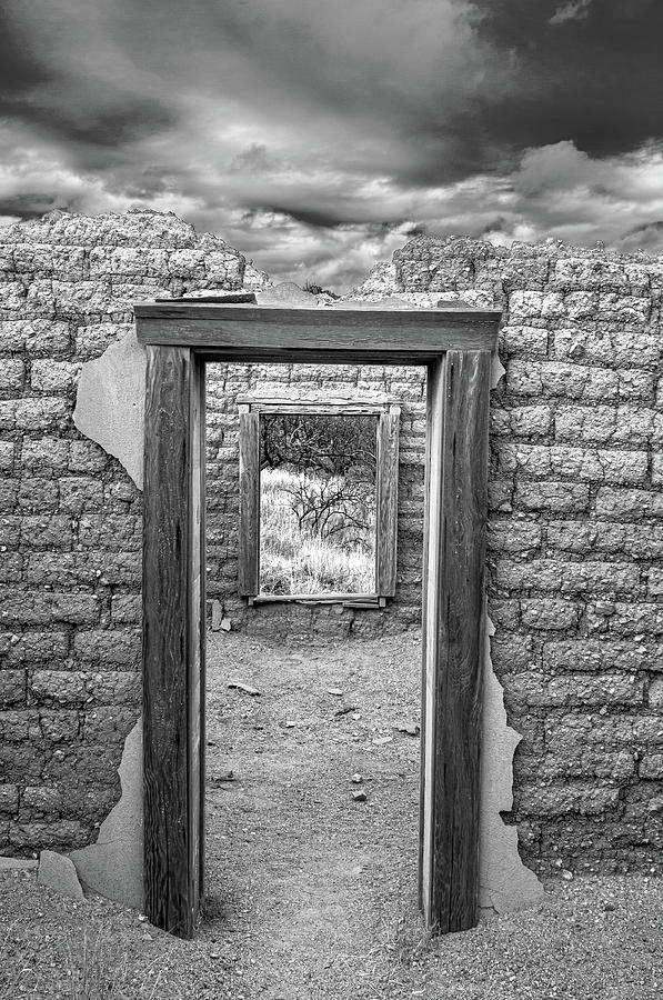 Ghost Town Doorway Ruby Arizona BW by Gene Martin Photograph by David Smith