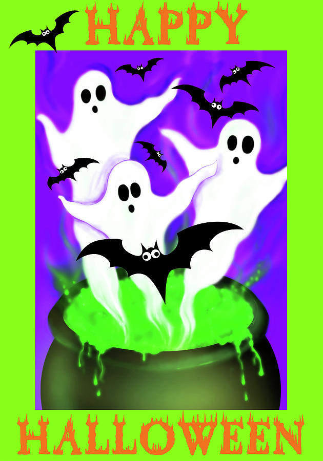 Bat Painting - Ghosts Cauldron by Patricia Dymer