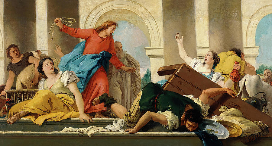 Giandomenico Tiepolo -Venice, 1727-1804-. The Expulsion of the Money-changers from the Temple -ca... Painting by Giandomenico Tiepolo -1727-1804-